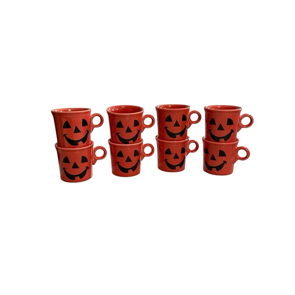 Halloween Fiesta Happy Pumpkin Mug Set Of 8 In The Persimmon Color